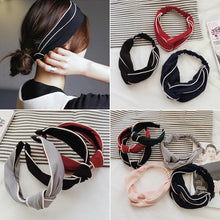 Women's Satin elastic cross headband geranium European and American hair accessories