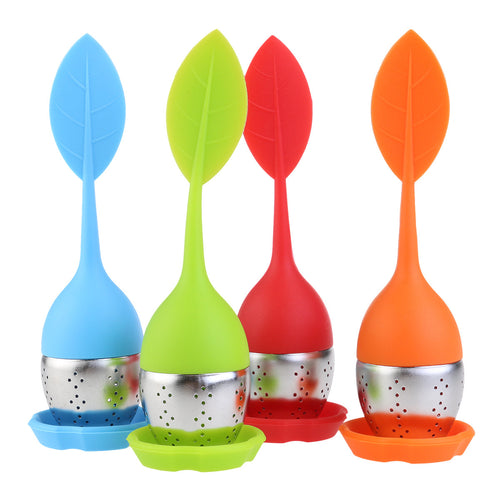 WINOMO 4pcs Leaf Shaped Silicone Handle Tea Infuser Strainer