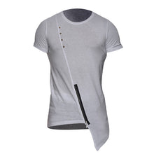 2018 Fashion Men's Zipper Irregular Hem T-shirts Button Decorated Asymmetrical Design Top Tees Casual Hip Hop Men Cotton T Shirt