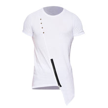 2018 Fashion Men's Zipper Irregular Hem T-shirts Button Decorated Asymmetrical Design Top Tees Casual Hip Hop Men Cotton T Shirt