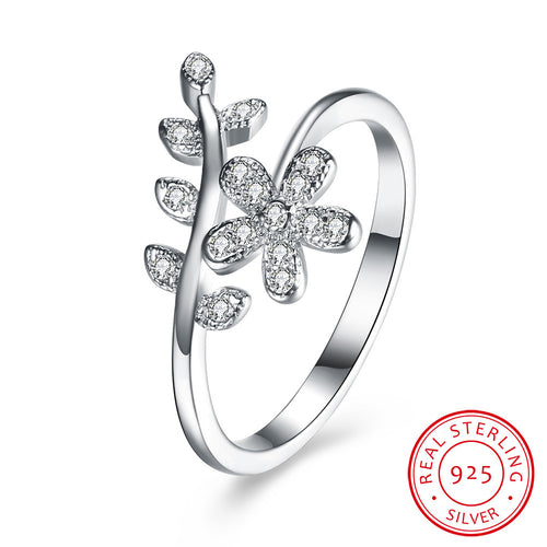 925 Silver Ring floral stone ring jewelry