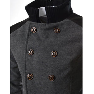 Men Jacket Warm Winter Trench Long Outwear Button Smart Overcoat