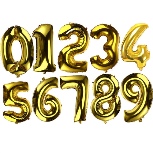 32 inch Thickened Helium Foil Balloons Birthday Number Balloons for Wedding Anniversary Decoration (Gold)