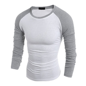 Men Long Sleeve T-Shirt Plain Cotton Tee Casual Bottoming Top Blouse Shirt