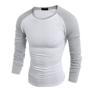 Men Long Sleeve T-Shirt Plain Cotton Tee Casual Bottoming Top Blouse Shirt