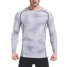 2018 Men Elastic Quick Dry T-shirt Bodybuilding Fitness Tops Compression Striped Plaid Snake Pattern Long-sleeve Tight T Shirts