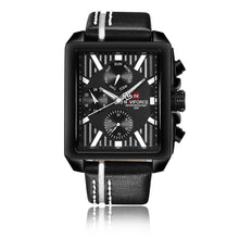 NAVIFORCE Luxury Genuine Leather Quartz Men Watch Square Dial 3ATM Water-Proof Man Casual Wristwatch with Sub-dials + Box