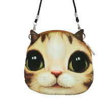 New Cute Women Shoulder Bag Cat Face Cartoon Print Zipper Closure Messenger Clutch Coin Purse Bag