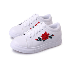 Embroidered canva shoes female white shoes flat shoes female casual shoes