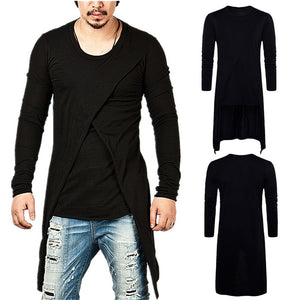 2018 New Autumn Long Plain T-shirt Hip-Hop Night Club Streetwear Long Sleeve Round Neck Casual T shirt Tee Top Plus Size 3XL