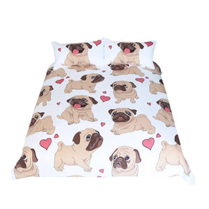 BeddingOutlet Hippie Pug Bedding Set Queen Size Animal Cartoon Bed Set for Kids Cute Bulldog Print Duvet Cover Home Bedclothes