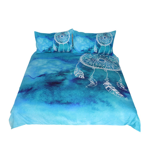 BeddingOutlet Watercolor Dreamcatcher Bedding Set King Blue and Pink Bedclothes for Adult Kids Chinese Style Quilt Cover 3 Pcs