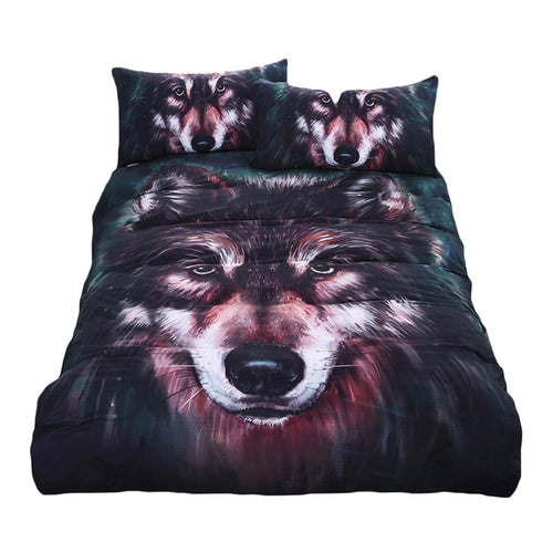 BeddingOutlet Wolf Bedding Set Painting 3D Vivid Duvet Cover With Pillowcases Twill Cool Bed Set 3pcs Twin Full Queen King