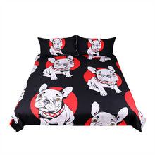 BeddingOutlet Bulldog Bedding Set Black and Red Quilt Cover With Pillowcases Cartoon Pug Dog Home Textiles for Kids 3-Piece