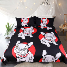 BeddingOutlet Bulldog Bedding Set Black and Red Quilt Cover With Pillowcases Cartoon Pug Dog Home Textiles for Kids 3-Piece