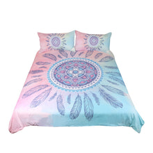 BeddingOutlet Mandala Bedding Set Pink and Blue Duvet Cover With Pillowcases Feathers Bed Set Bohemian Bedclothes 3pcs