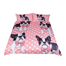 BeddingOutlet Bow Tie Bulldog Bedding Set Dot Pink Kids Cartoon Bed Set King Size Duvet Cover Animal Dog Pug Print Bedclothes