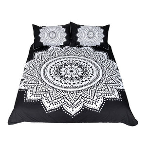 BeddingOutlet Mandala Print Bedding Set Queen Size Floral Duvet Cover Black and White Bohemian Bedclothes Lotus Bed Set