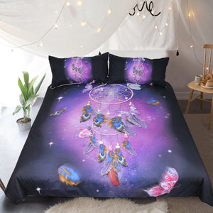 BeddingOutlet Dreamcatcher Bedding Set Colorful Feathers Duvet Cover Boho Life Tree Bedclothes 3pcs Galaxy Nebula Bed Set