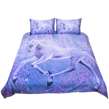 BeddingOutlet Purple Unicorn Bedding Set 3D Printed Quilt Cover Floral Scenic Bed Set 3-Piece Home Textiles