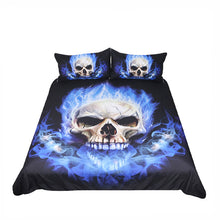 BeddingOutlet Flame Skull Bedding Set King 3D Printed Duvet Cover Blue Fire Bedclothes 3pcs Home Textiles For Boys