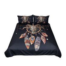 BeddingOutlet Indian Skull Duvet Cover Set 3pcs Feathers Dreamcatcher Bedclothes Black Bedding Set Queen Exotic Home Textiles