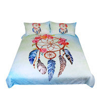 BeddingOutlet Dreamcatcher Bedding Set Queen Floral Rose Quilt Cover With Pillowcases Feathers Print Bedclothes Blue Bed Set