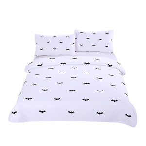 BeddingOutlet Bat Bedding Set Black and white Printing Duvet Cover Set with Pillowcases Fashional Bedspread Soft 2017 Bedclothes