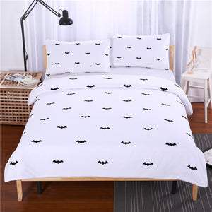 BeddingOutlet Bat Bedding Set Black and white Printing Duvet Cover Set with Pillowcases Fashional Bedspread Soft 2017 Bedclothes