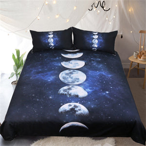 BeddingOutlet Moon Eclipse Changing Bedding Set Galaxy Printed Quilt Cover With Pillowcases 3D Landscape Bed Set 3-Piece