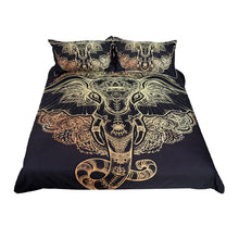 BeddingOutlet Tribal Elephant Bedding Set Boho Mandala Golden Duvet Cover Ethnic Indian God Ganesha Symbol Bed Set