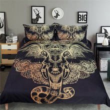 BeddingOutlet Tribal Elephant Bedding Set Boho Mandala Golden Duvet Cover Ethnic Indian God Ganesha Symbol Bed Set