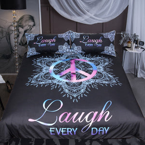 BeddingOutlet Peace Symbol Bedding Set Lotus Romantic Duvet Cover Set Mandala 3pcs Home Textiles Queen Size Floral Bedclothes