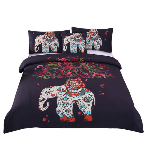 BeddingOutlet Boho Bedding Set Indian Elephant Black Bohemia Duvet Cover Bedspread Twin Full Queen King Bed Set 4Pcs