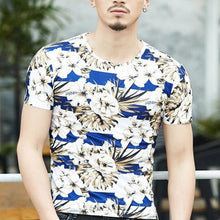 2018 Men T Shirt Print Floral Summer Casual Tee Tops Slim Male Short Sleeve Shirt Slim Plus Large Size Fashion