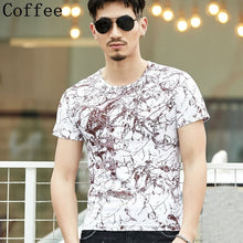 2018 Men T Shirt Print Floral Summer Casual Tee Tops Slim Male Short Sleeve Shirt Slim Plus Large Size Fashion