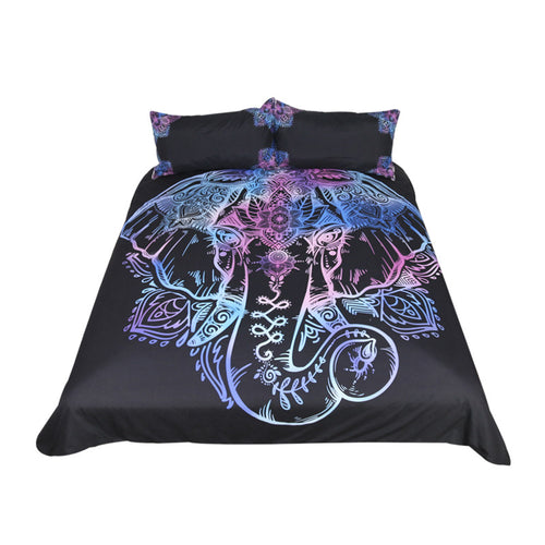 BeddingOutlet Elephant Bedding Set Queen Size Duvet Cover  Lotus Flower Bed Cover Bohemian Floral Bedclothes 3pcs