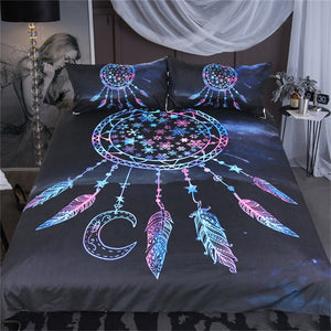 BeddingOutlet Snowflake Bedding Set Queen Dreamcatcher in the Night Duvet Cover Boho Feathers Bedclothes 3pcs Galaxy Bed Set