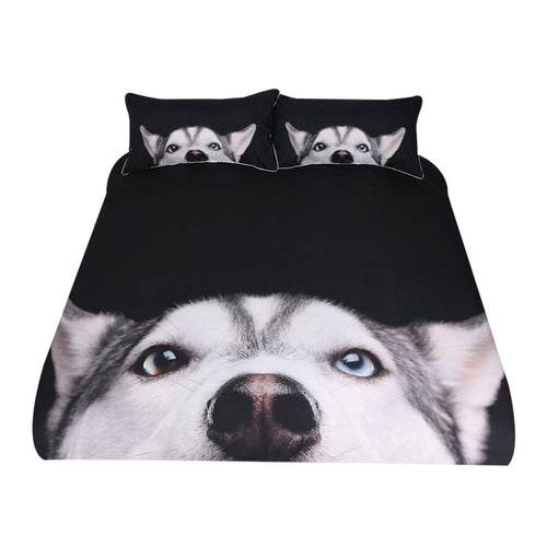 BeddingOutlet Husky Bedding Set for Kids Single Duvet Cover With Pillowcases Dog Black Bed Set Animal Bedclothes 3pcs