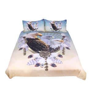 BeddingOutlet Three Eagles Bedding Set Queen Size Feathers Dreamcatcher Duvet Cover Bedclothes 3pcs Animal Bedspreads