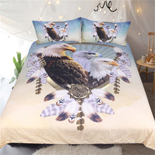 BeddingOutlet Three Eagles Bedding Set Queen Size Feathers Dreamcatcher Duvet Cover Bedclothes 3pcs Animal Bedspreads