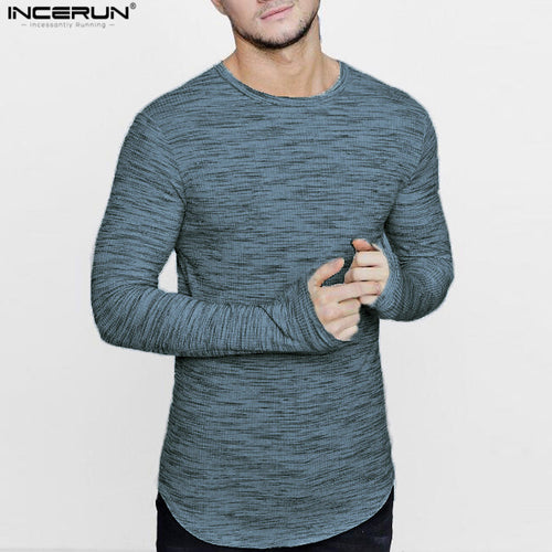 INCERUN 2018 Extend Hip Hop Street T-shirt Men Fashion Brand O Neck Long Sleeve Man's T-shirt Summer Oversize Design t shirt