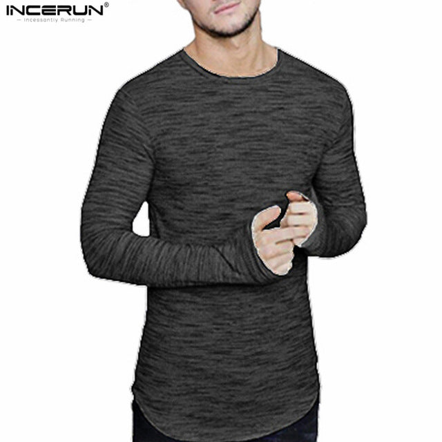 INCERUN 2018 Extend Hip Hop Street T-shirt Men Fashion Brand O Neck Long Sleeve Man's T-shirt Summer Oversize Design t shirt