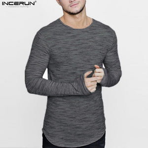 INCERUN 2018 Extend Hip Hop Street T-shirt Men Fashion Brand O Neck Long Sleeve Man's T-shirt Summer Oversize Design t shirt