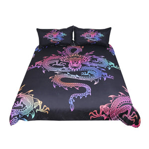 BeddingOutlet Dragon Bedding Set King Colorful  Duvet Cover Black Home Textiles Lucky Microfiber Bedclothes 3-Piece