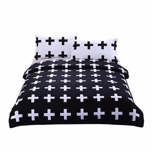 BeddingOutlet Black and White Crosses Bedding Set Bedclothes Super Soft Duvet Cover with Pillowcases For Bed Bedroom AU SIZE