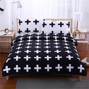 BeddingOutlet Black and White Crosses Bedding Set Bedclothes Super Soft Duvet Cover with Pillowcases For Bed Bedroom AU SIZE