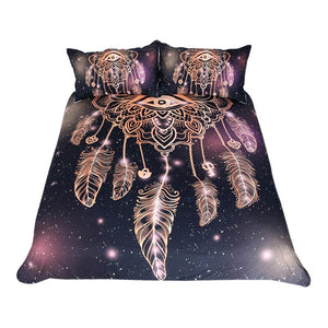 BeddingOutlet Eye Dreamcatcher Bedding Set  Luxury Galaxy Golden Print Bohemian Bedclothes 3d Universe Duvet Cover